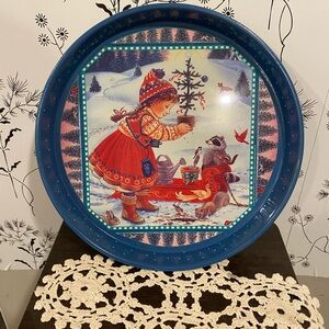 Vintage Winter Scene Decorative Tray